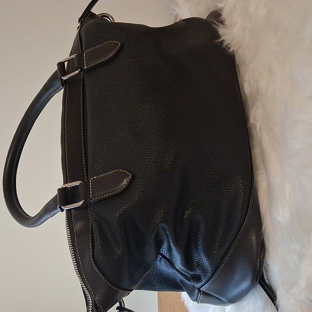 London Fog Blackbrown/Brown Satchel Crossbody Handbag - Picture 5 of 11